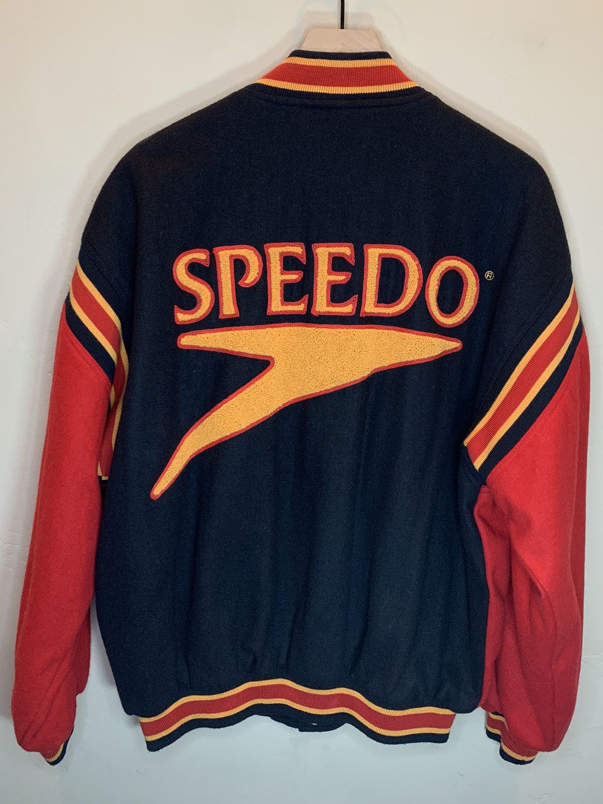 Speedo RARE* Vintage Speedo Chenille Embroidered Wool Bomber Jacket Size US L / EU 52-54 / 3 - 1 Thumbnail