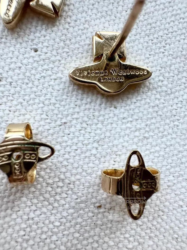 Vivienne Westwood Vivienne Westwood Black and gold small Saturn earrings Size ONE SIZE - 5 Thumbnail