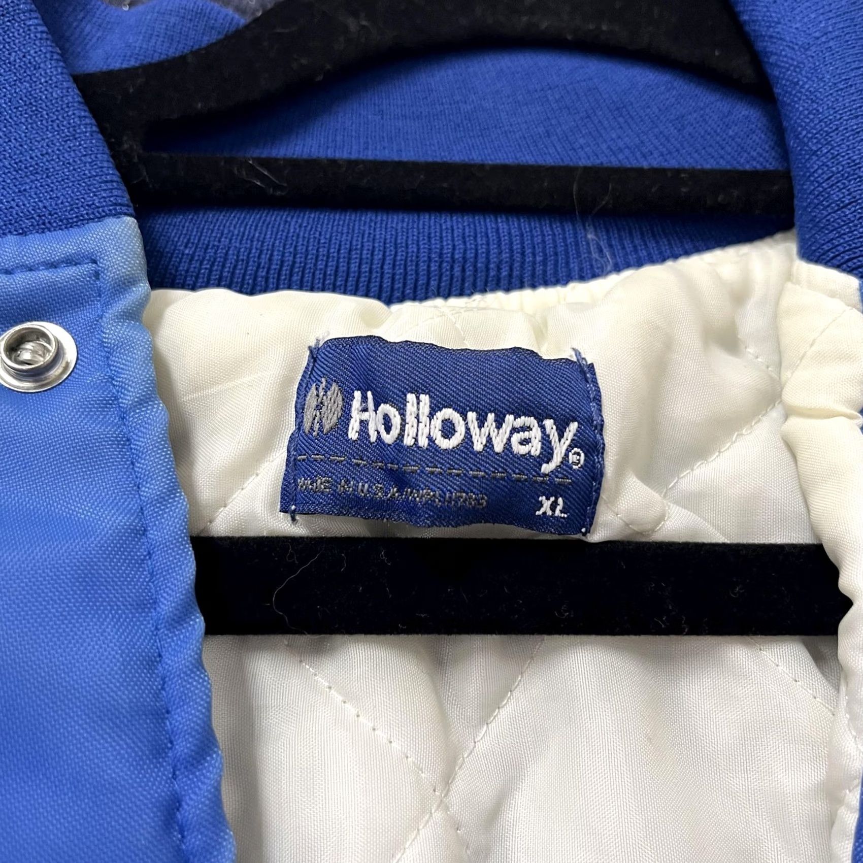 Holloway Vintage Holloway Jacket Mens XL Blue Nylon Varsity Bomber Quilted Snap Made USA Size US XL / EU 56 / 4 - 5 Thumbnail