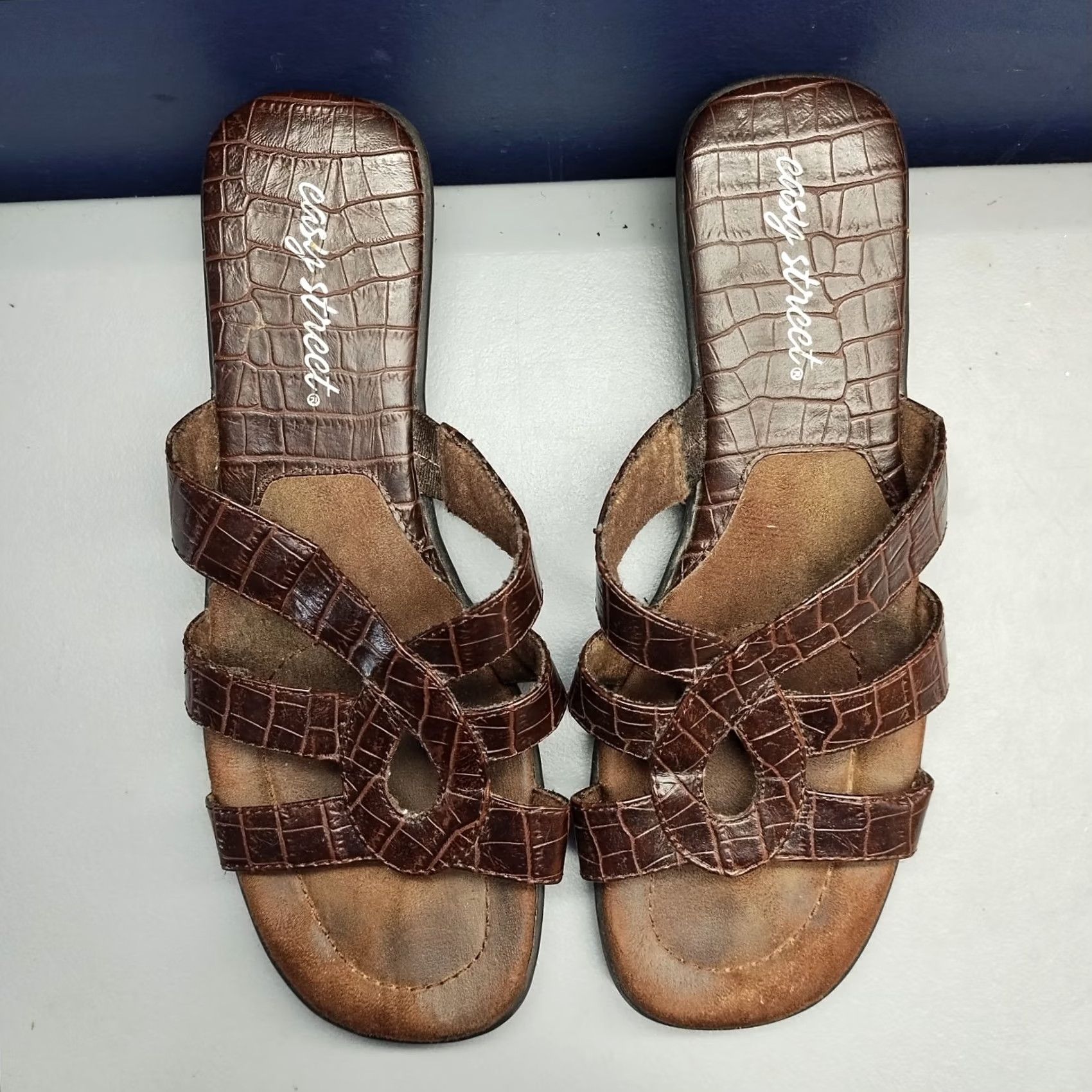 Vintage Easy Street Slide Sandals Womens Size 8.5 Brown Open Toe Slip On Casual Sandals Product Details: Pre-owned Mens Womens Girls Boys Size US 9 / IT 39 - 3 Thumbnail