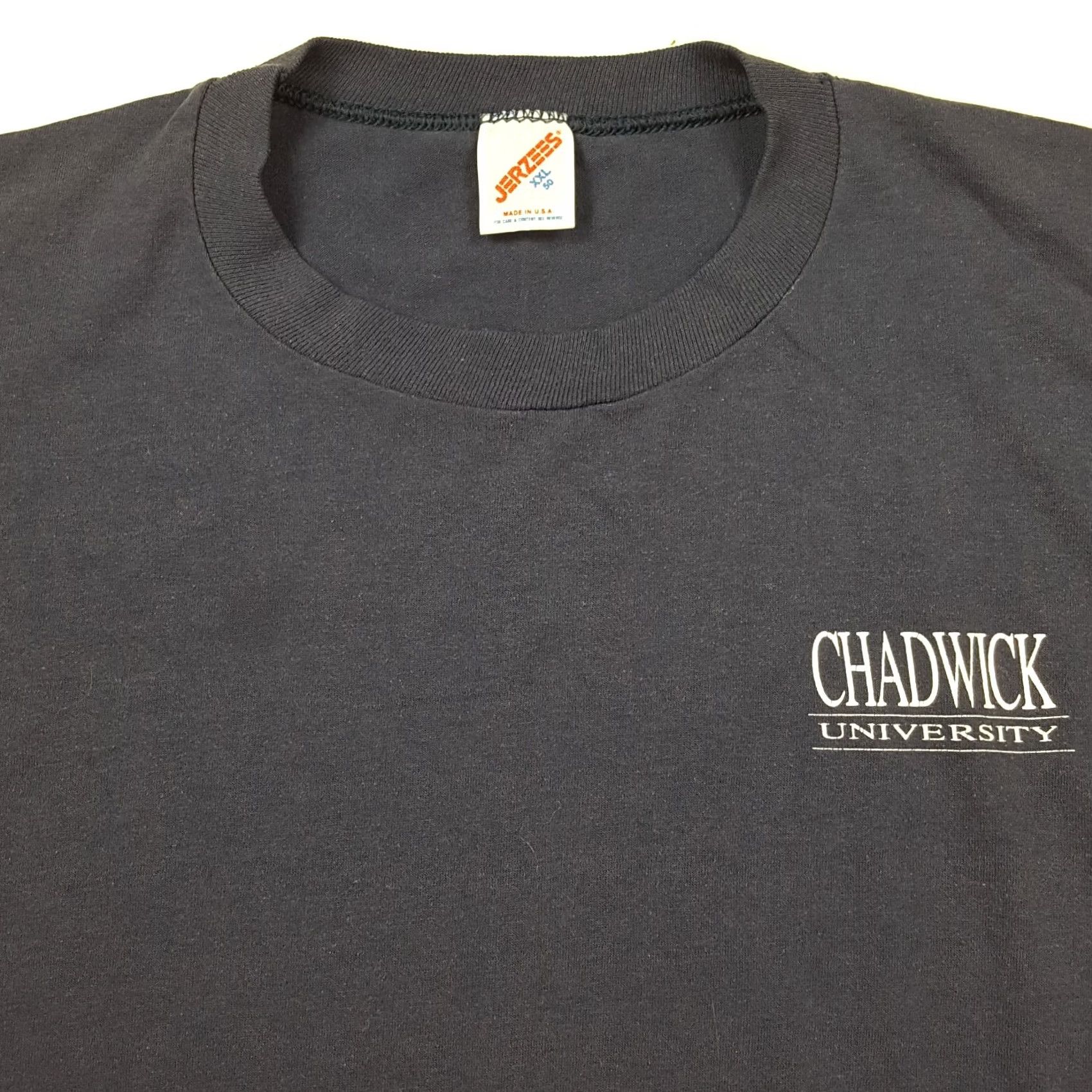 Jerzees Vintage 90s Chadwick University Faded Blue 2XL Distressed College T Shirt Mens Vintage 90s Size US XXL / EU 58 / 5 - 4 Thumbnail
