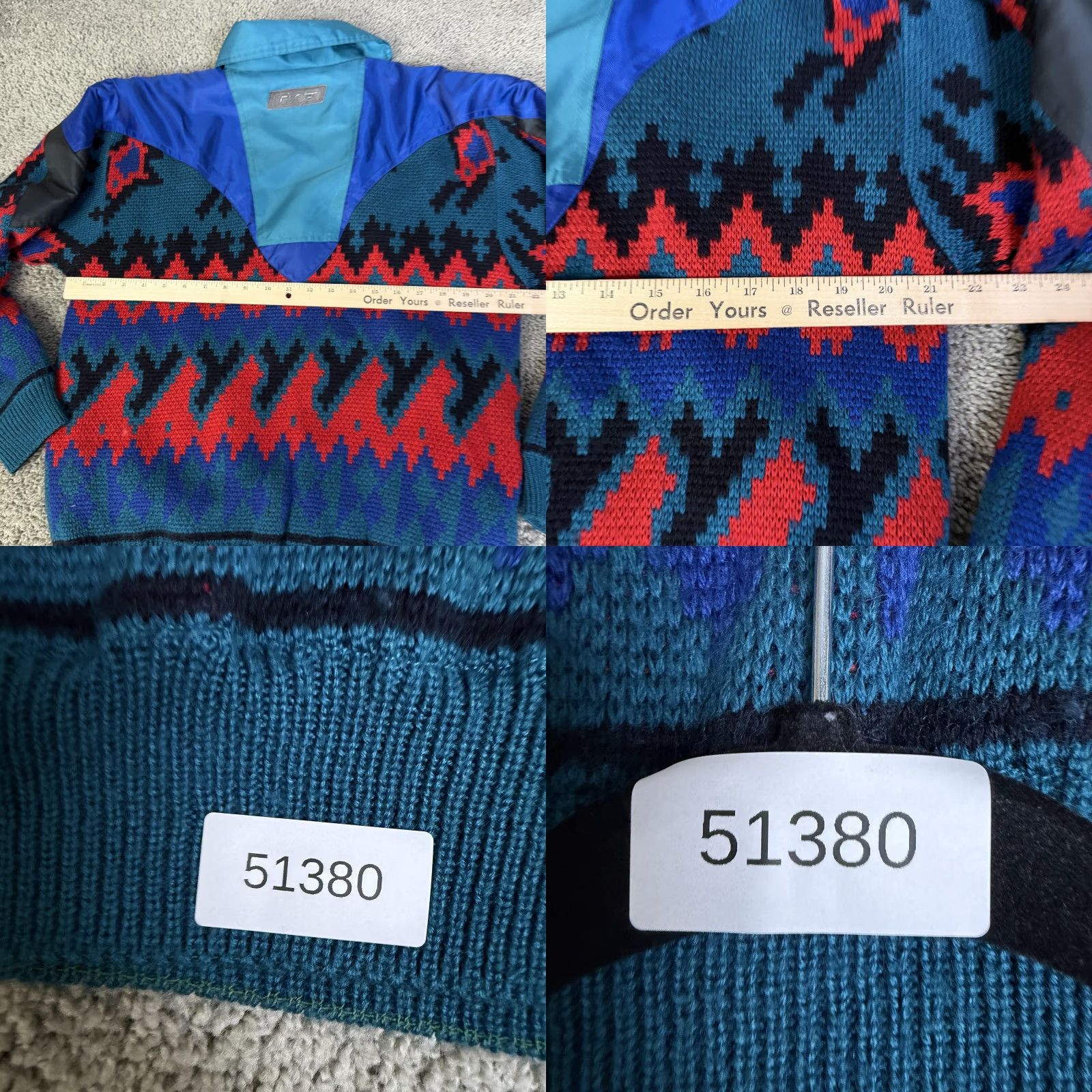 Spyder VINTAGE Spyder Ski Sweater Mens M Wind Stopper Geometric 1/4 Zip Wool Knit Jacket/Coat Mid-Length Casual Mens Size US M / EU 48-50 / 2 - 9 Thumbnail