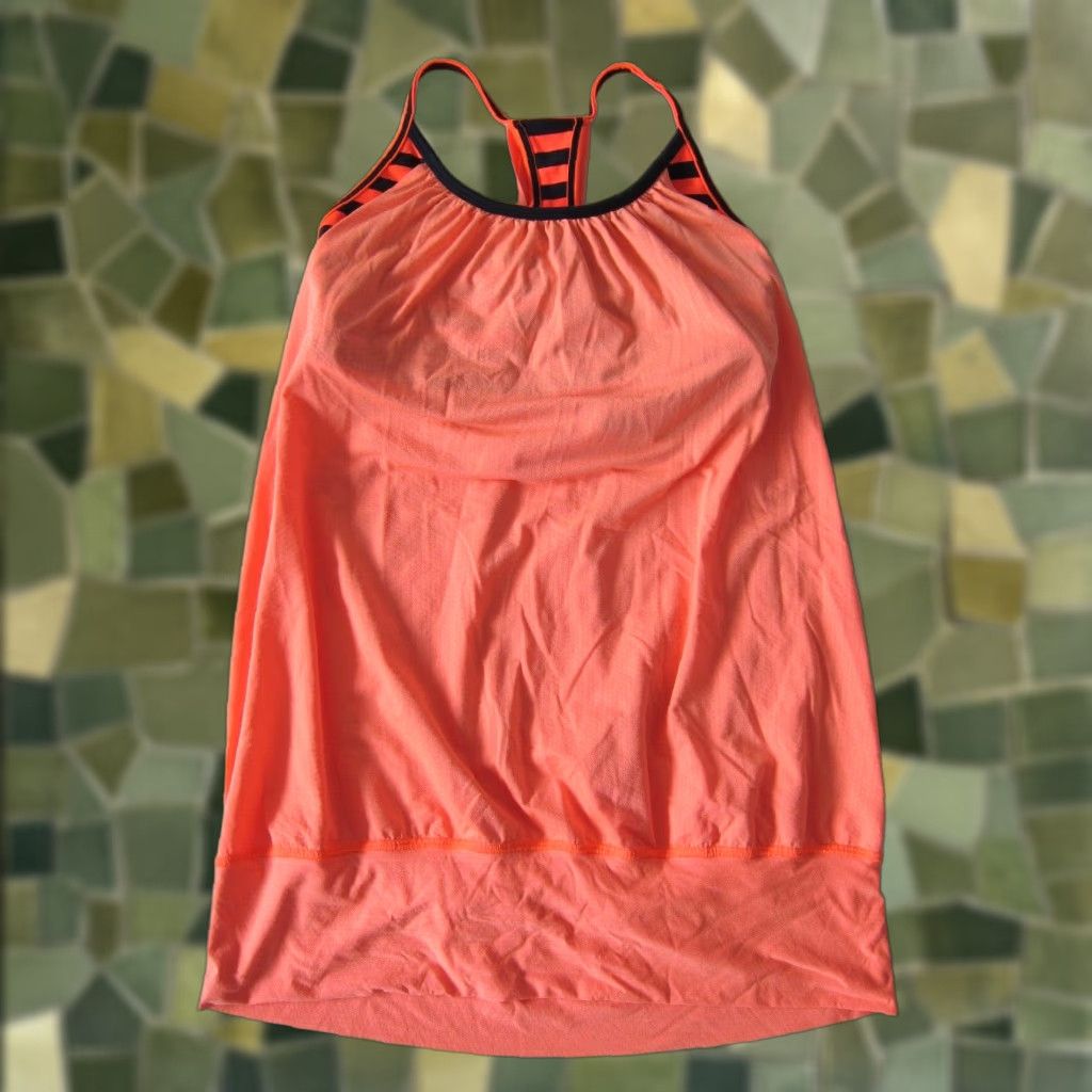 Lululemon Lululemon Orange Blue Stripe Sport Bra Racerback Yoga Run Workout Tank Top S Size S / US 4 / IT 40 - 1 Thumbnail
