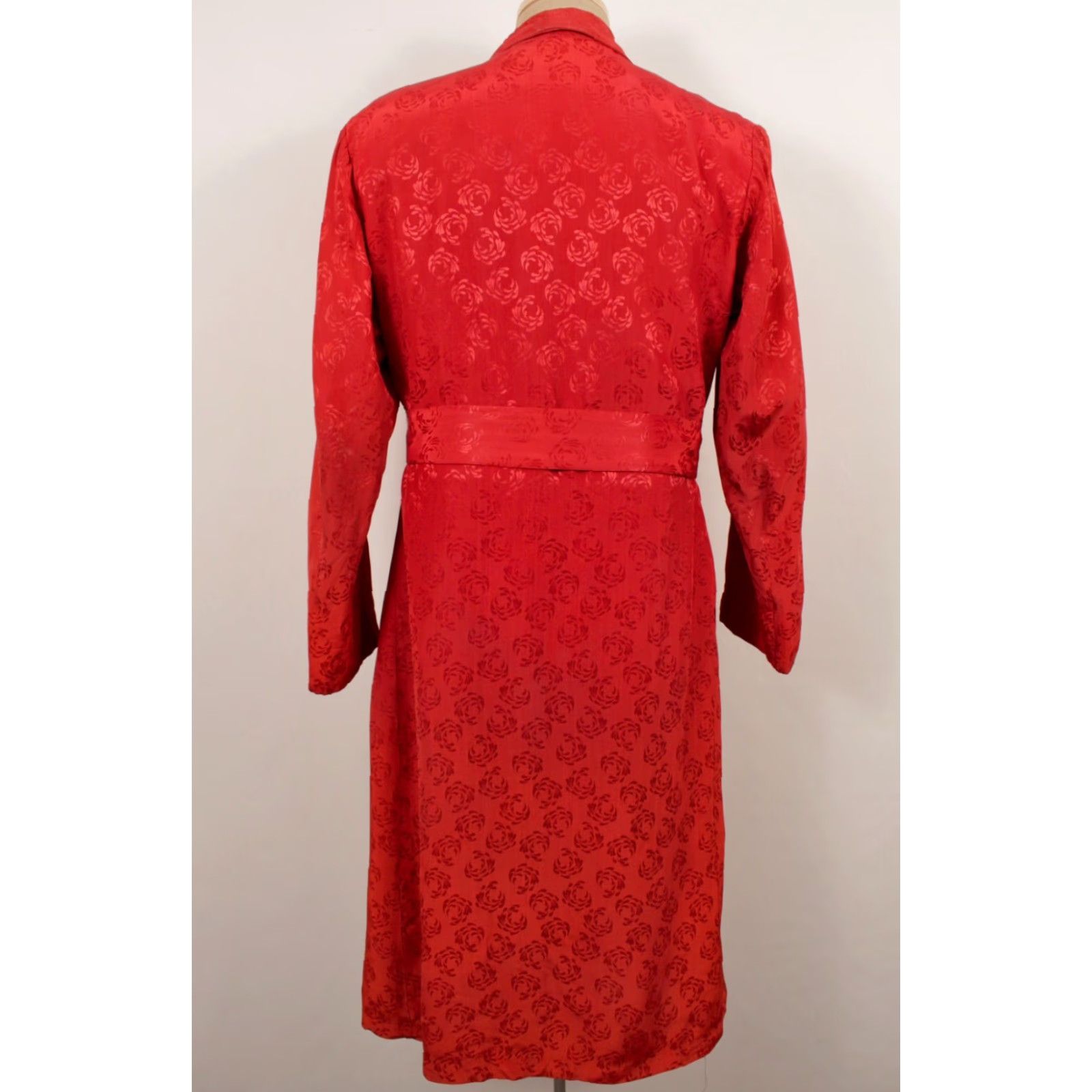 Vintage VTG 50s Robe / Smoking Jacket Mens Red Sz L 1950s Rayon Long Size US M / EU 48-50 / 2 - 2 Thumbnail