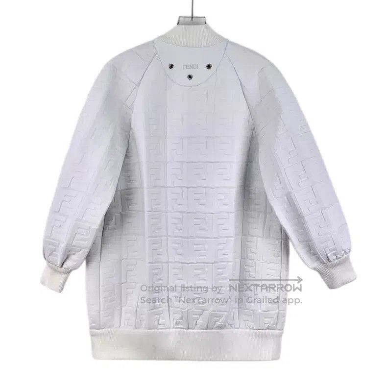 Fendi Fendi White double F embossed logo leather collar zip long Size XS / US 0-2 / IT 36-38 - 2 Thumbnail