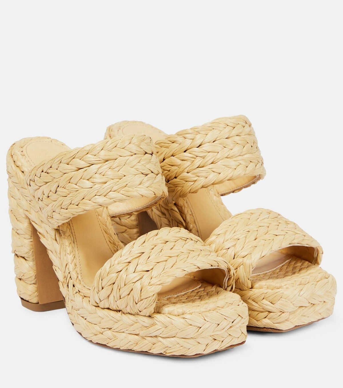 Bottega Veneta o1y0725 Straw Mules in Beige Size US 5 / IT 35 - 1 Thumbnail