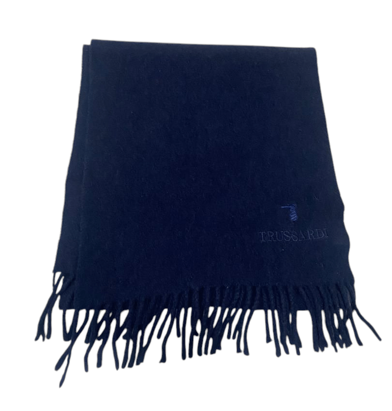 Trussardi Trussardi Wool Scarf - Navy Blue - 54" x 12" - Made in Italy Size ONE SIZE - 2 Thumbnail
