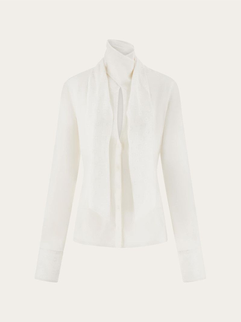Salvatore Ferragamo o1s1rm0426 Sash Collar Shirt in White Size S / US 4 / IT 40 - 1 Thumbnail