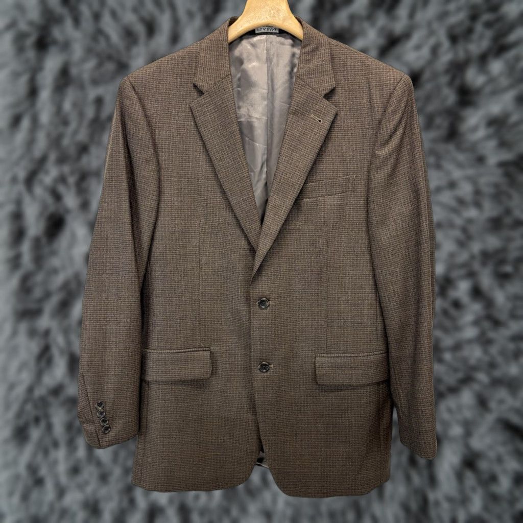 Jos. A. Bank Jos A Bank Sport Coat Blazer 41L Men’s Brown Small Check Wool Long Three-Button Career Shirt Size 42R - 1 Thumbnail