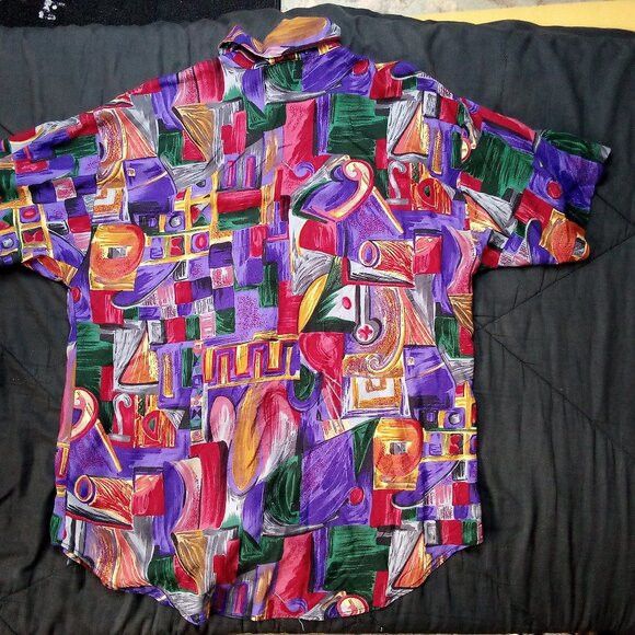 Vintage Vintage Jeri Marque Abstract Geometric Button Shirt Size XL / US 12-14 / IT 48-50 - 6 Thumbnail