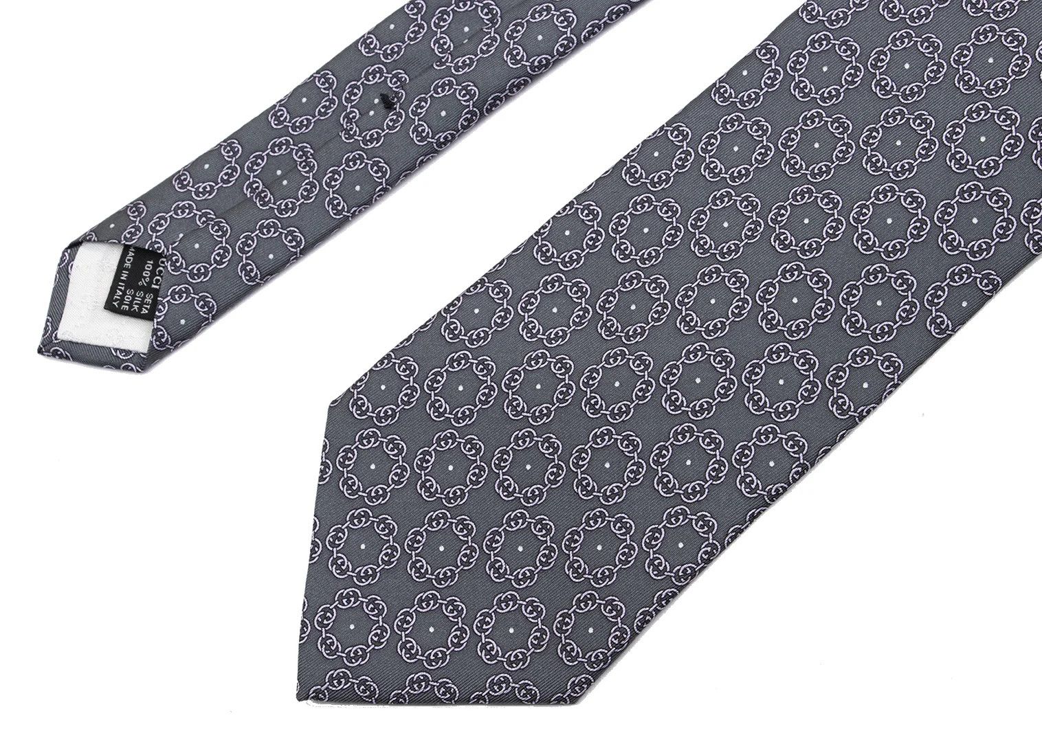 Gucci GG Circle Print Silk Tie in Gray Pink Size ONE SIZE - 3 Thumbnail