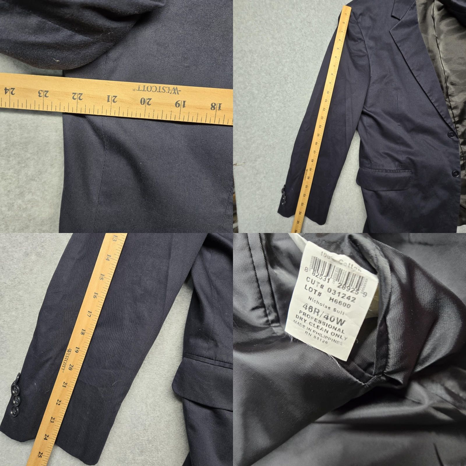 NICHOLAS Haspel Blazer Mens 46 Regular Navy Blue Nicholas Suit Cotton Two-Button Jacket Size 46R - 9 Thumbnail