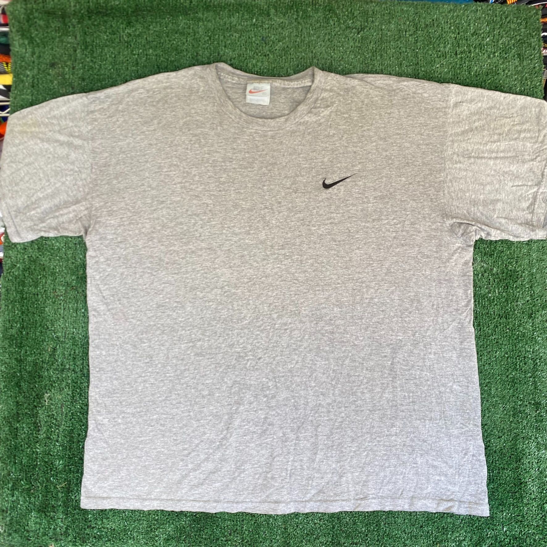 Nike × Vintage Vintage 90s Nike Logo Shirt Gray Off Center Swoosh Tee Size US XL / EU 56 / 4 - 1 Thumbnail