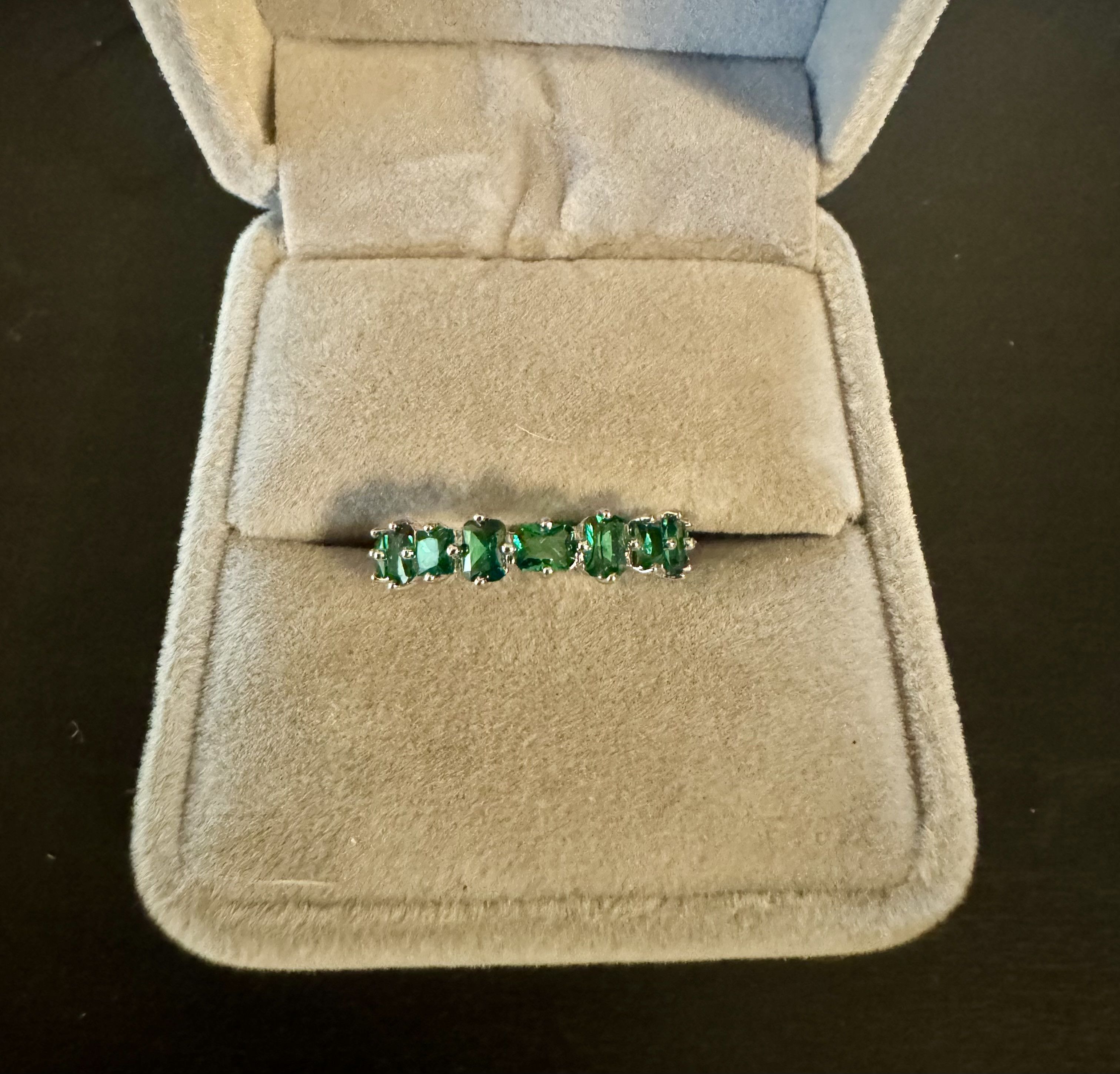 Bomb Party Rhodium Plated with Lab Created Emerald Ring Size ONE SIZE - 1 Preview