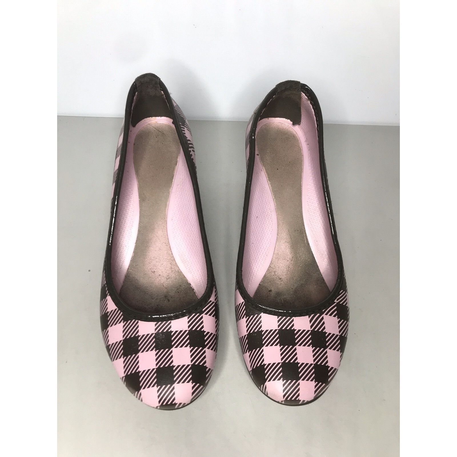 Crocs Crocs Pink Brown Plaid Rubber SlipOn Pump Casual Wedge Shoes Size US 9 / IT 39 - 3 Thumbnail