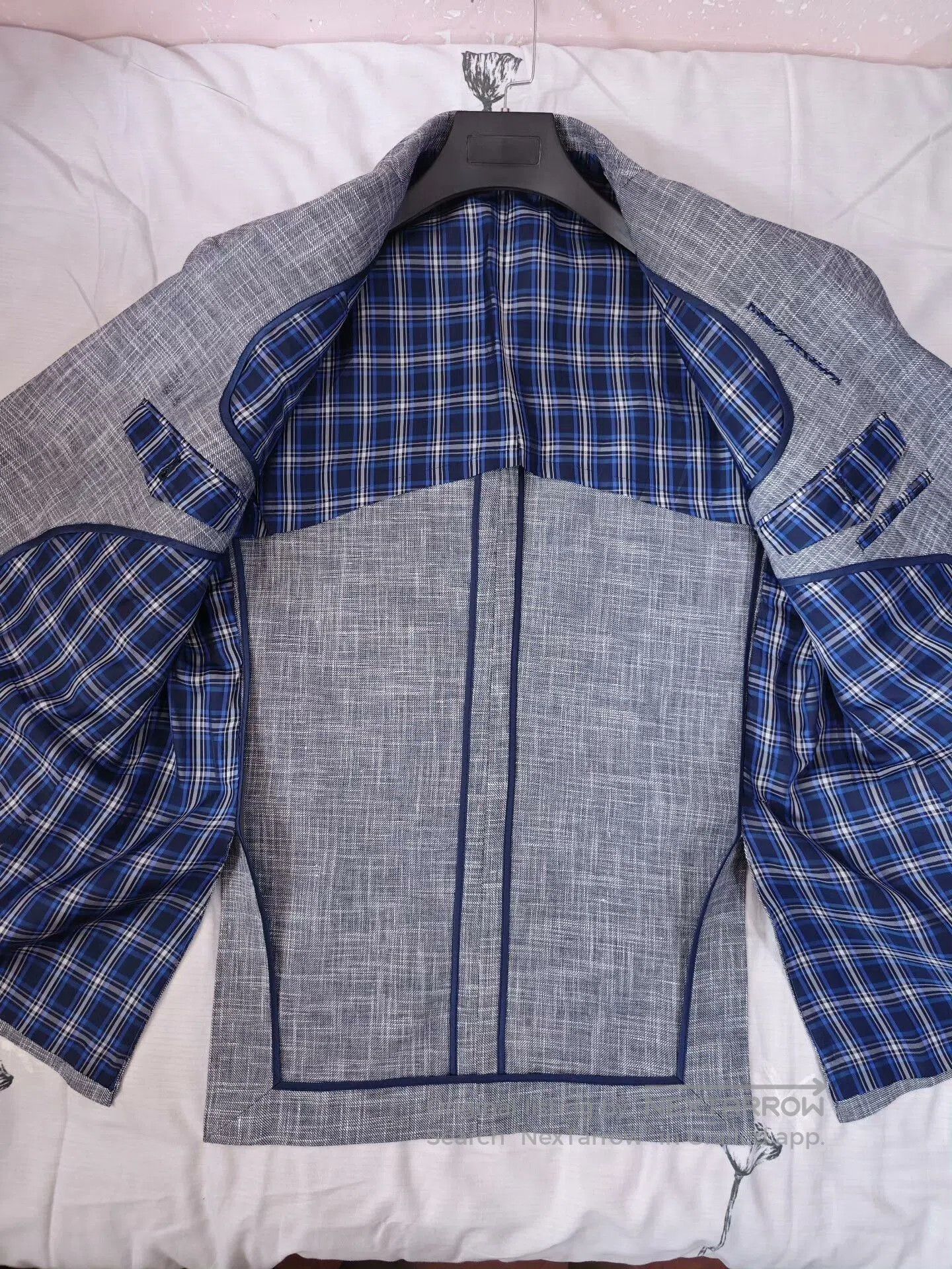 Japanese Brand Custom Gray-Blue Wool Linen Suit. Size US M / EU 48-50 / 2 - 6 Thumbnail