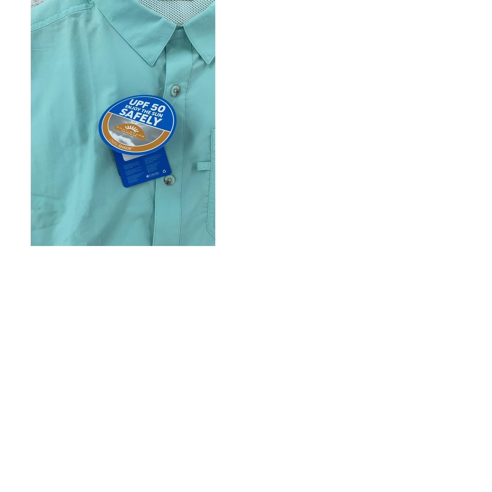 AQUA Columbia PFG Shirt Mens 2XL Aqua Omni Shade UPF 50 Fishing Collared Button Up Size US XXL / EU 58 / 5 - 10 Thumbnail