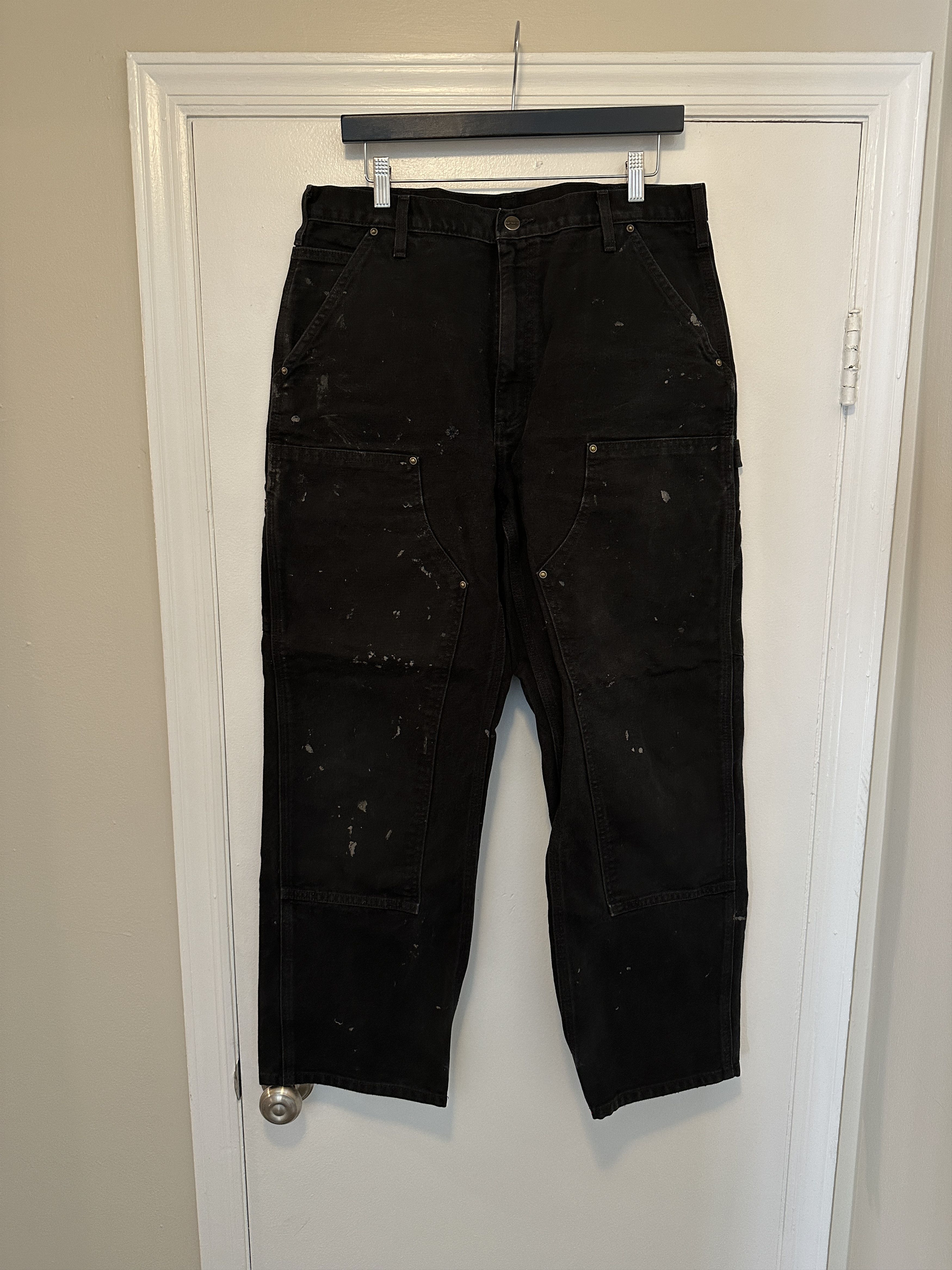 FI-Distressed Double Knee Pants (VerⅡ) American Retro Double Knee Logging Washed And Distressed