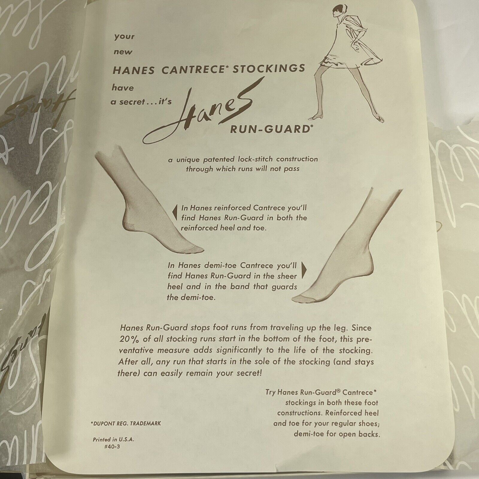 Hanes Hanes Cantrece Sheer Heel Run Guard 8-9 Short Hosiery Vinta Size ONE SIZE - 4 Thumbnail