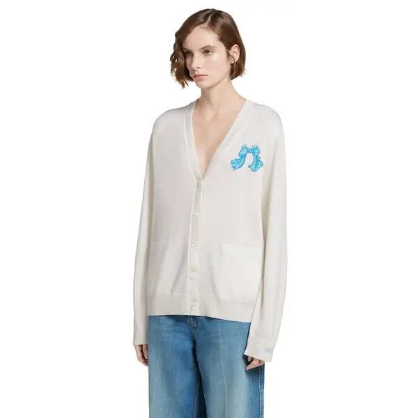Gucci o1B3y1r0526 Extra Fine Wool Cardigan in White Size M / US 6-8 / IT 42-44 - 3 Thumbnail