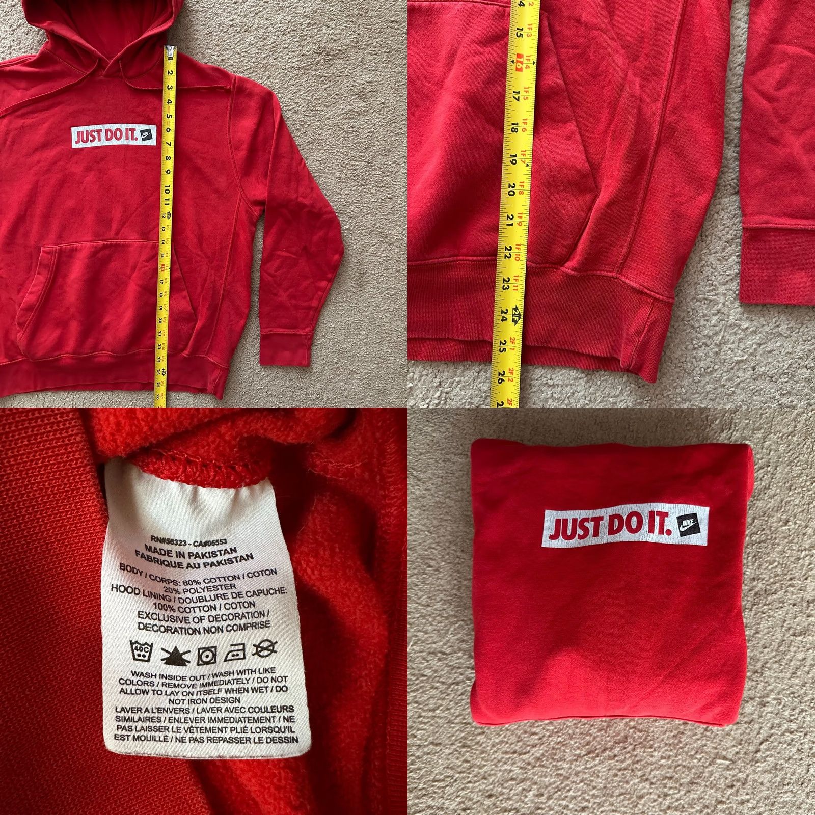 Nike Nike Hoodie Sweatshirt Pullover Red Pockets Mens Medium Just Do It Size US M / EU 48-50 / 2 - 8 Thumbnail