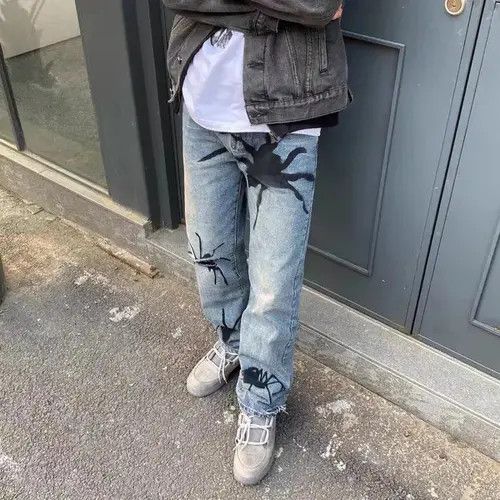 Japanese Brand × Jean Blue spider spray paint washed ripped jeans Size US 32 / EU 48 - 4 Thumbnail