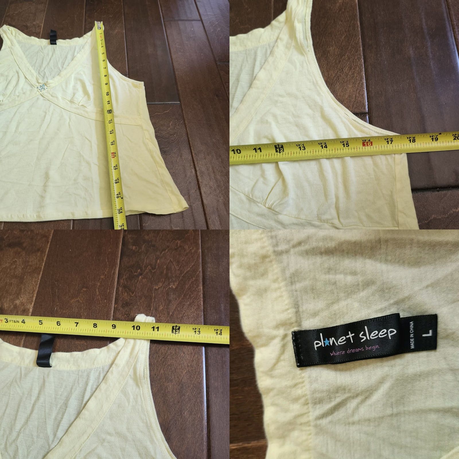 Vintage Planet Sleep Tank Shirt Juniors Adult Large Women Yellow Sleeveless Pullover 100% Cotton Casual School Modern Basic Summer Spring Fall Size L / US 10 / IT 46 - 8 Thumbnail