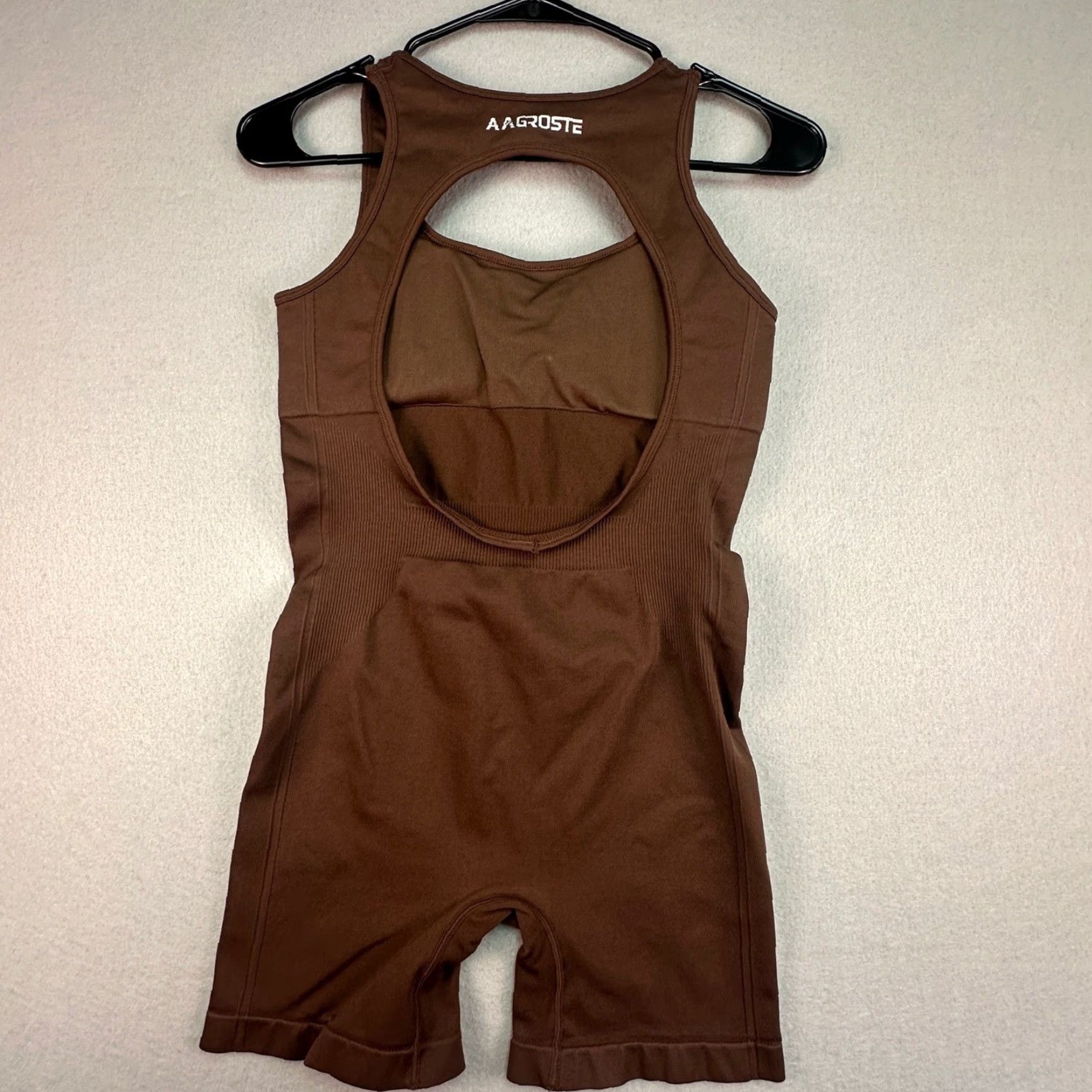 Vintage Aagroste Romper Women's S Ribbed Athletic Brown Racerback One-Piece Activewear Size 28" / US 6 / IT 42 - 5 Thumbnail