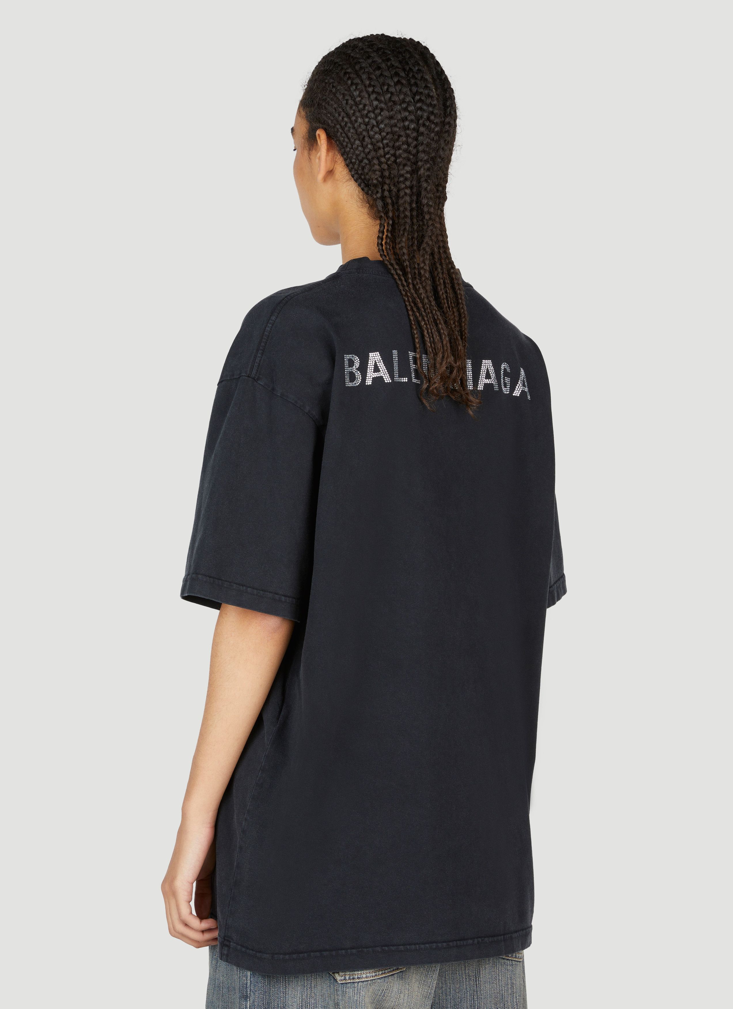 Balenciaga o1mt1gz0225 Back T-Shirt Large Fit in Black Size S / US 4 / IT 40 - 4 Thumbnail