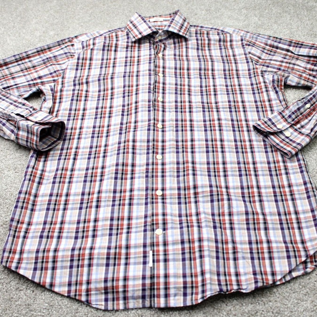 Peter Millar Peter Millar Crown Shirt Mens Large Plaid 100% Cotton Long Sleeve Button-Up Red/Blue Size US L / EU 52-54 / 3 - 3 Thumbnail