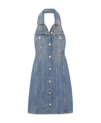 Givenchy o1n1vont0326 Halter Denim Dress in Blue Size S / US 4 / IT 40 - 1 Thumbnail