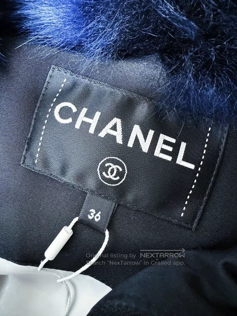 Chanel Chanel 23N dark blue colour-blocked fur collar long down c Size XS / US 0-2 / IT 36-38 - 6 Thumbnail