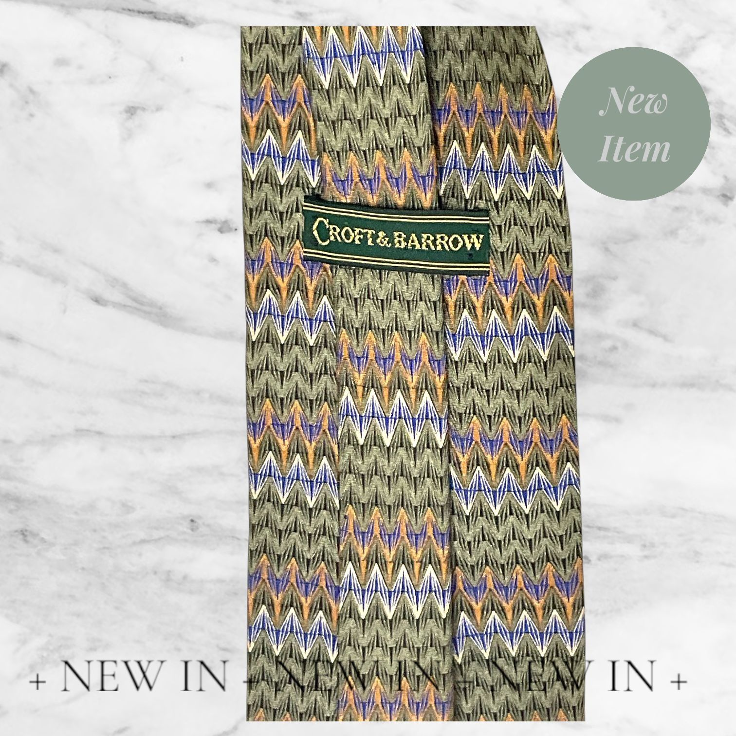 Croft & Barrow Croft & Barrow Zigzag Pattern Silk Tie - Green Yellow & Blue Size ONE SIZE - 4 Thumbnail