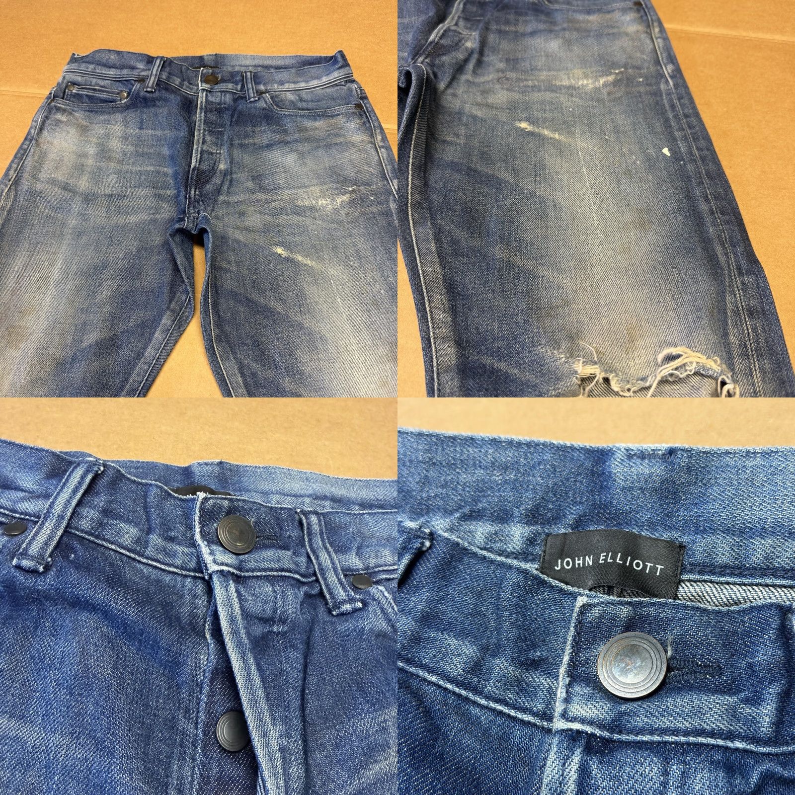 John Elliott John Elliott Jeans Mens 31x32 Blue Slim Stretch Denim Distressed Japan Size US 31 - 8 Thumbnail