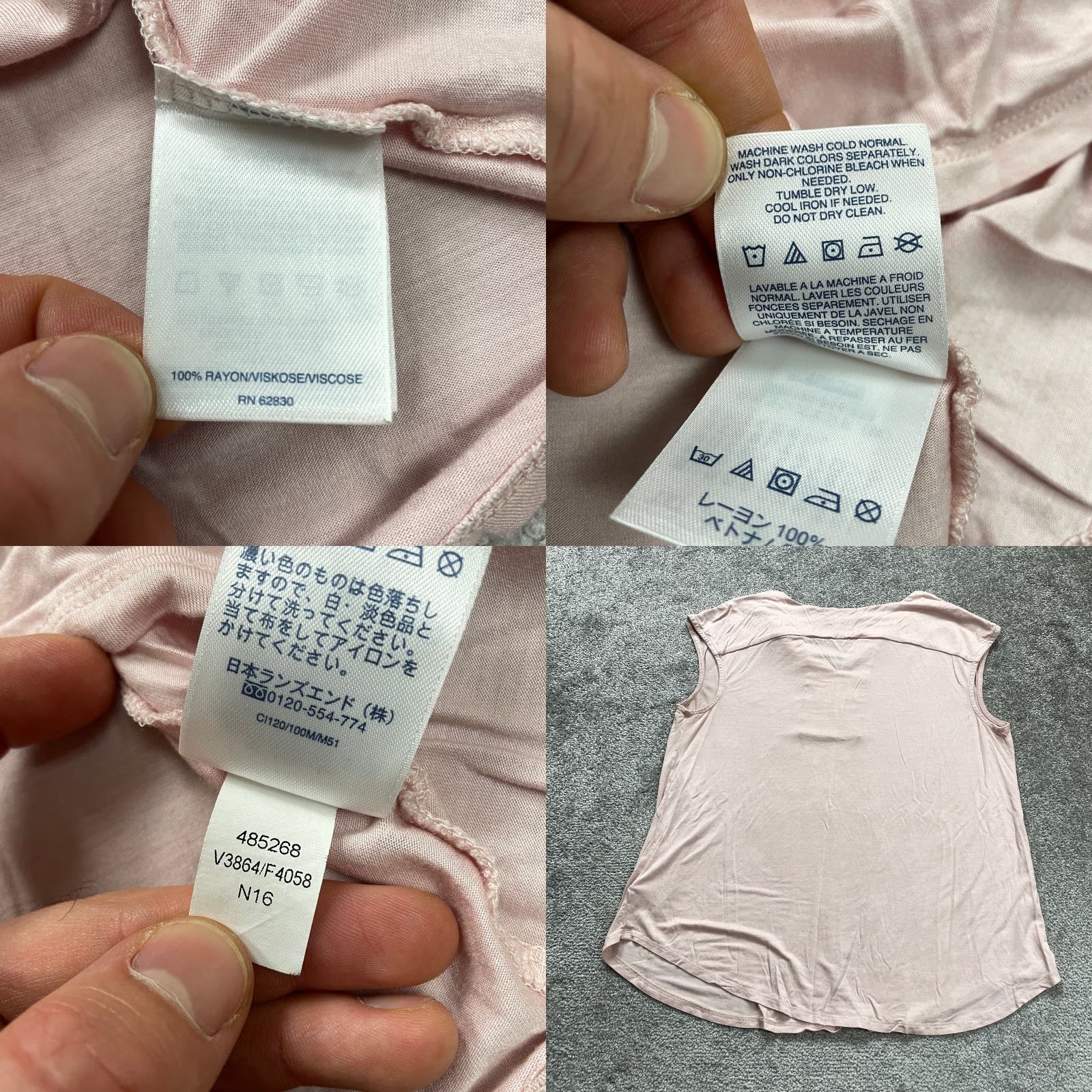 Lands' End Vintage Lands' End Tank Top Shirt Womens Large Casual Sleeveless Blouse Pink Rayon V-Neck Size L / US 10 / IT 46 - 8 Thumbnail