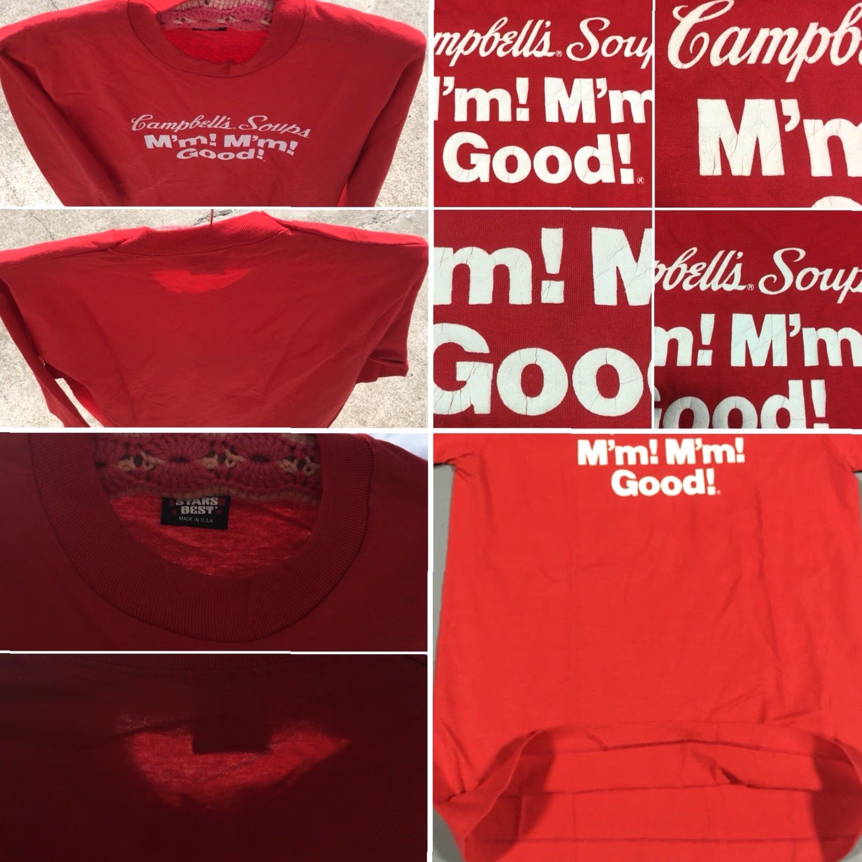 Vintage VINTAGE Campbells Mm Mm Good Long Sleeve Shirt Men L Red 80s 90s Screen Stars Made in USA Graphic Tee Size US L / EU 52-54 / 3 - 7 Thumbnail