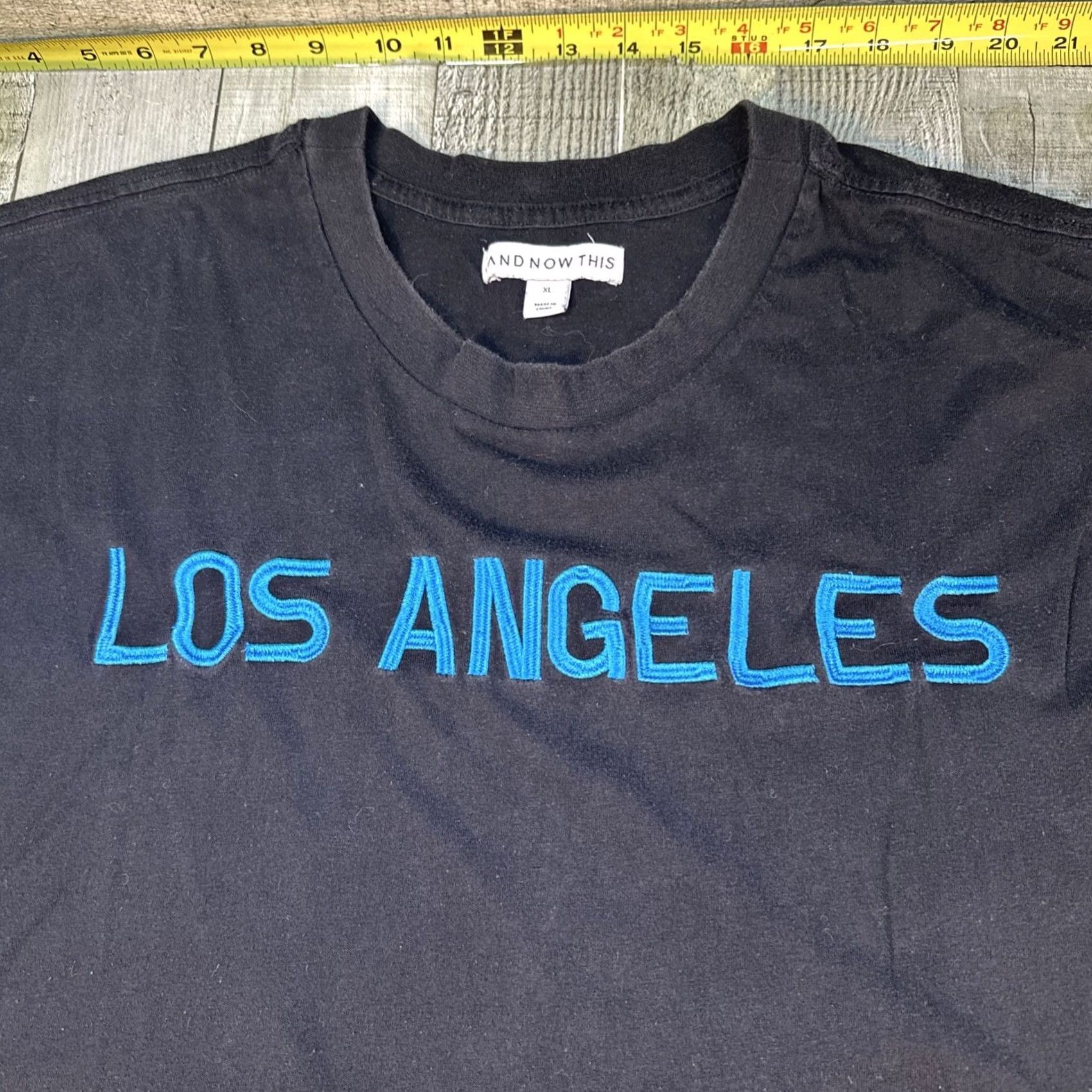 Vintage And Now This Los Angeles T-Shirt Mens Oversized-Fit Embroidered Angel XL Black Shirt Size US XL / EU 56 / 4 - 2 Thumbnail