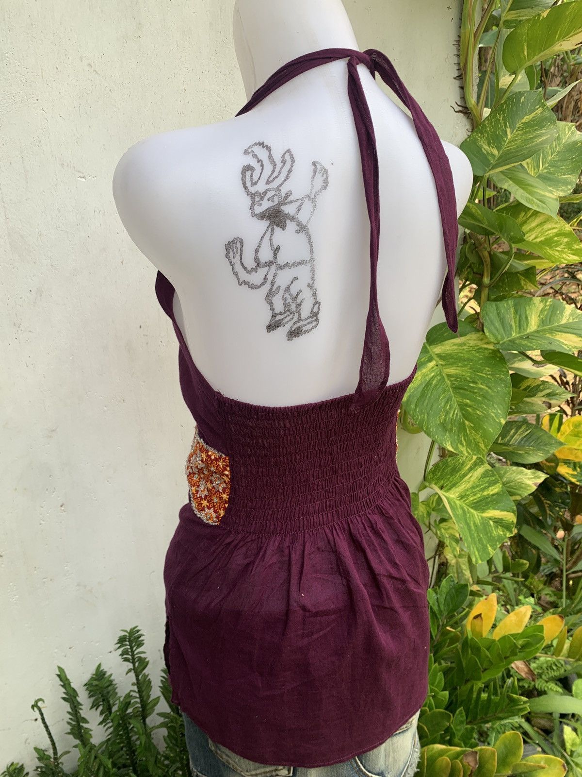 Japanese Brand Unknown Purple Multifabric Floral Sequin Halter Tank Top Size S / US 4 / IT 40 - 3 Thumbnail