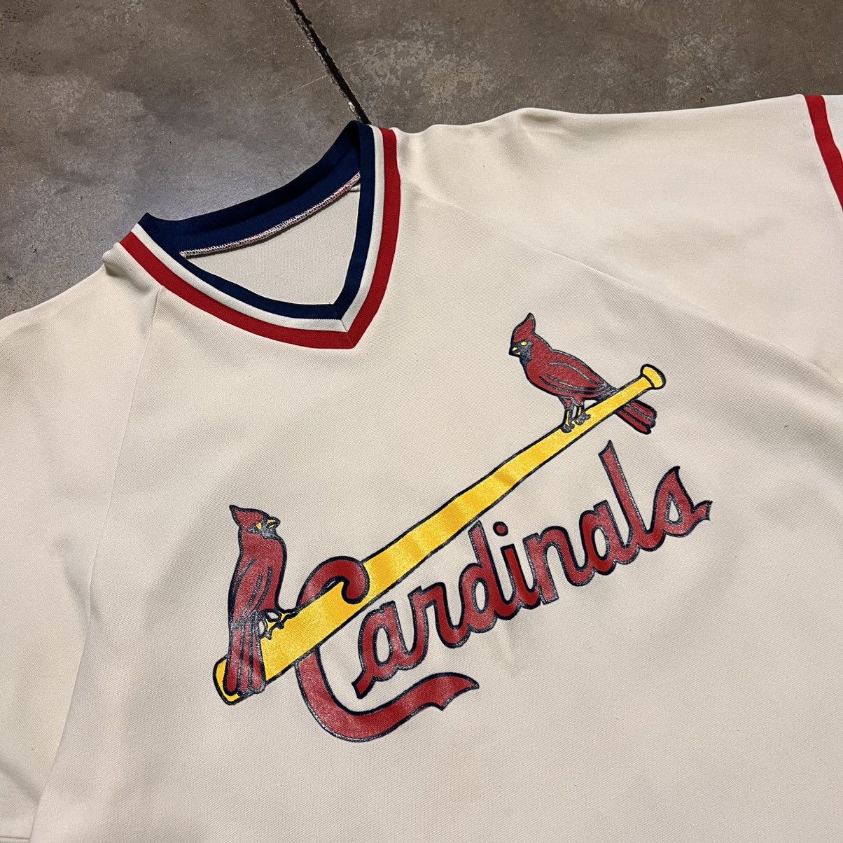 MLB Vintage 80s St Louis Cardinals Sand Knit Jersey Raglan MLB Size US XL / EU 56 / 4 - 9 Thumbnail