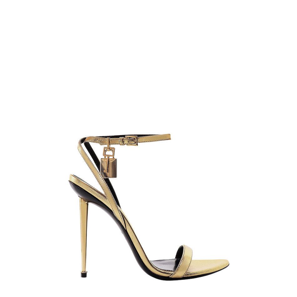 TOM FORD Padlock Gold 105mm Sandals New & Authentic (Women's