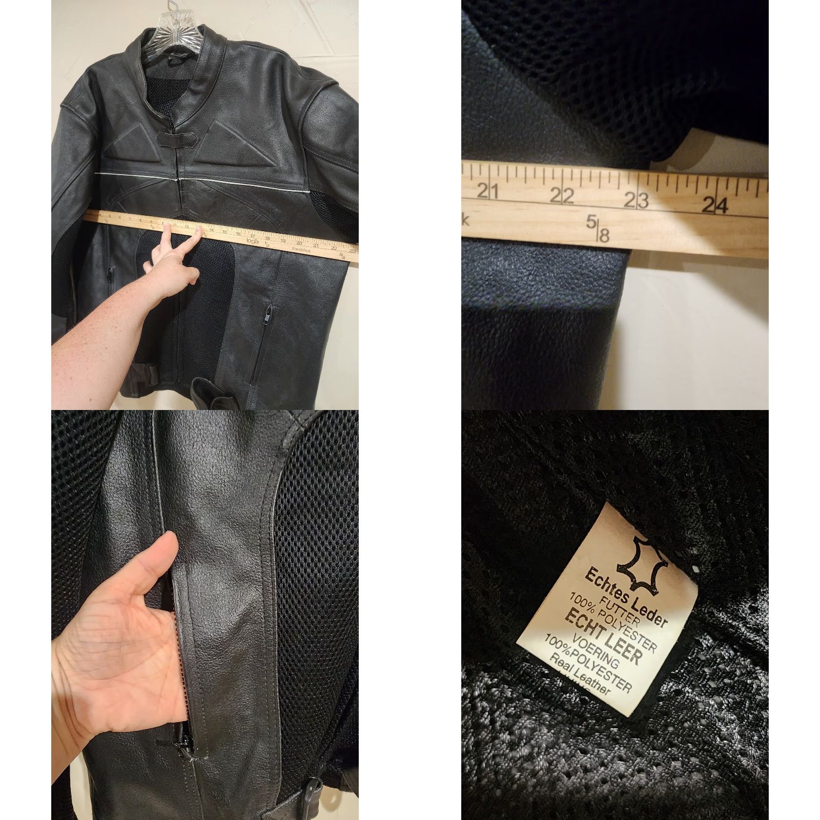 Vintage Echtes Leder Futter Jacket Black Leather Motorcycle Built In Pads Biker Size US M / EU 48-50 / 2 - 8 Thumbnail