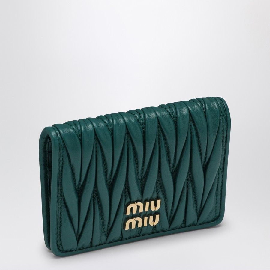 Miu Miu o1d2blof0924 Size: OS / Leather Card Holder in Green Size ONE SIZE - 1 Thumbnail