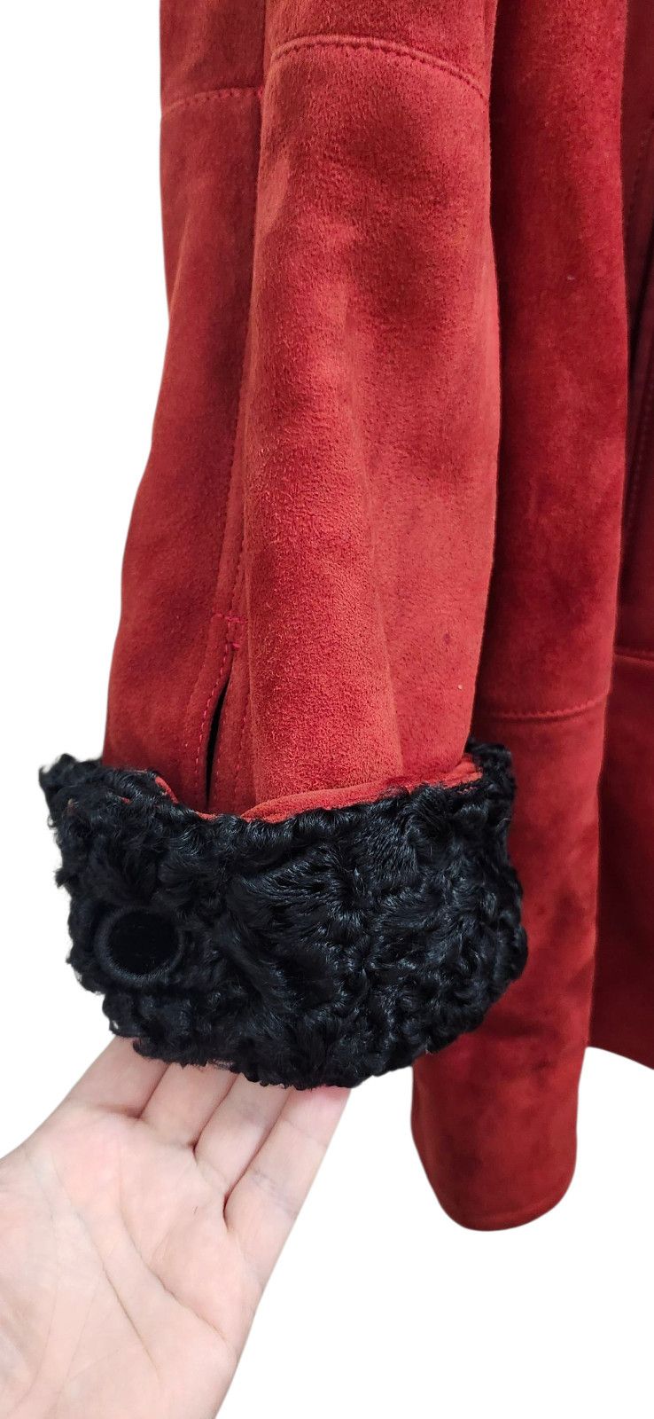 Other Vintage Suede Coat with Black Fur Trim Winter Jacket Size L / US 10 / IT 46 - 9 Thumbnail
