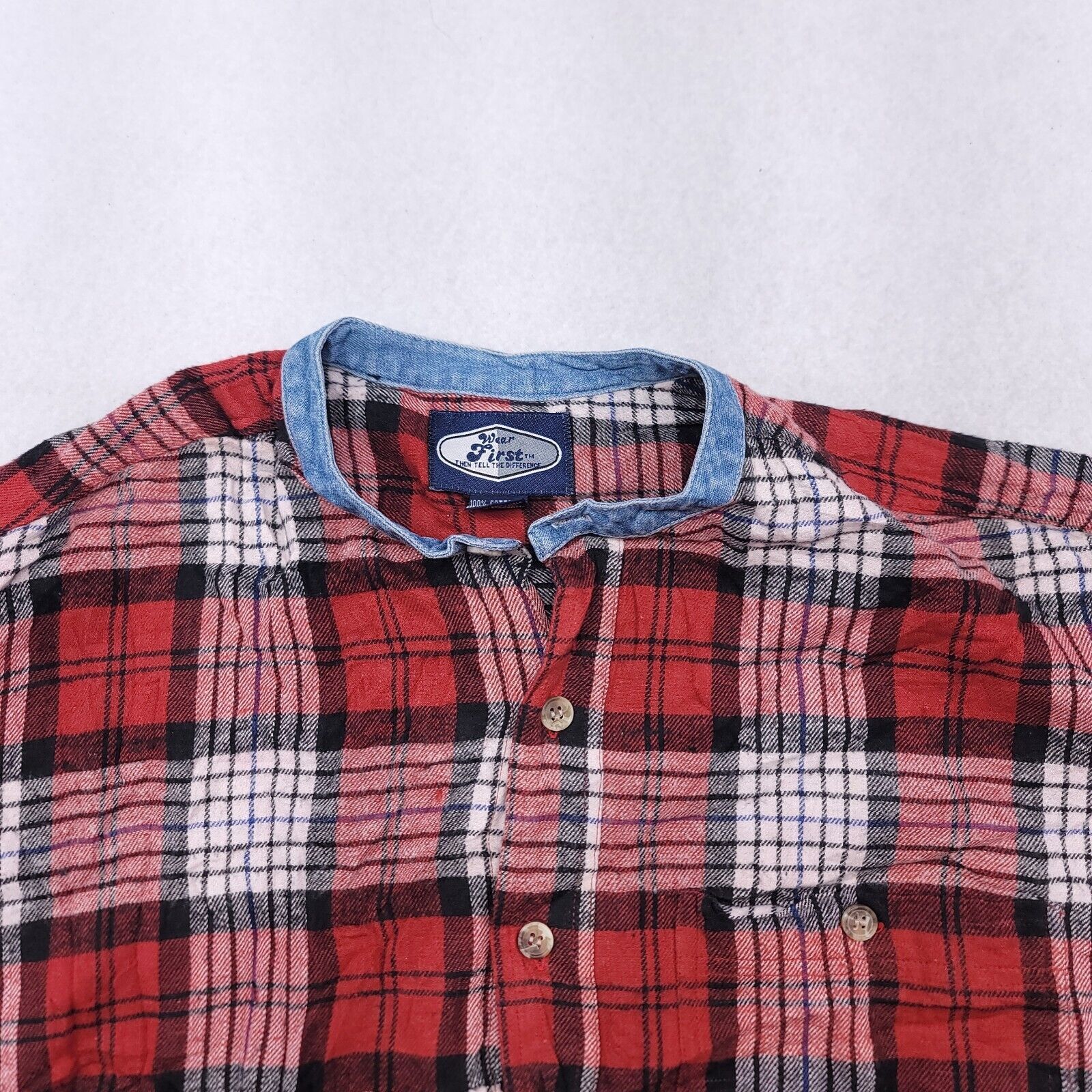Wrangler Wear First Tartan Flannel Shirt Mens Size Medium M Red White Size US M / EU 48-50 / 2 - 1 Thumbnail