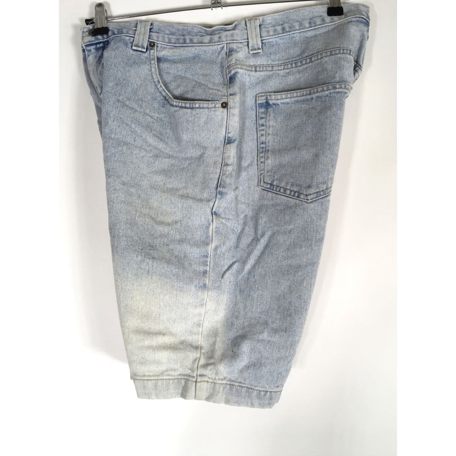 Guess VINTAGE GUESS Denim Triangle Shorts Baggy Mens 90s Blue 34 jeans workwear Cotton Cotton Denim Logo Button Zipper Front Flat Mid Rise 11in inseam Men Size US 34 / EU 50 - 4 Thumbnail