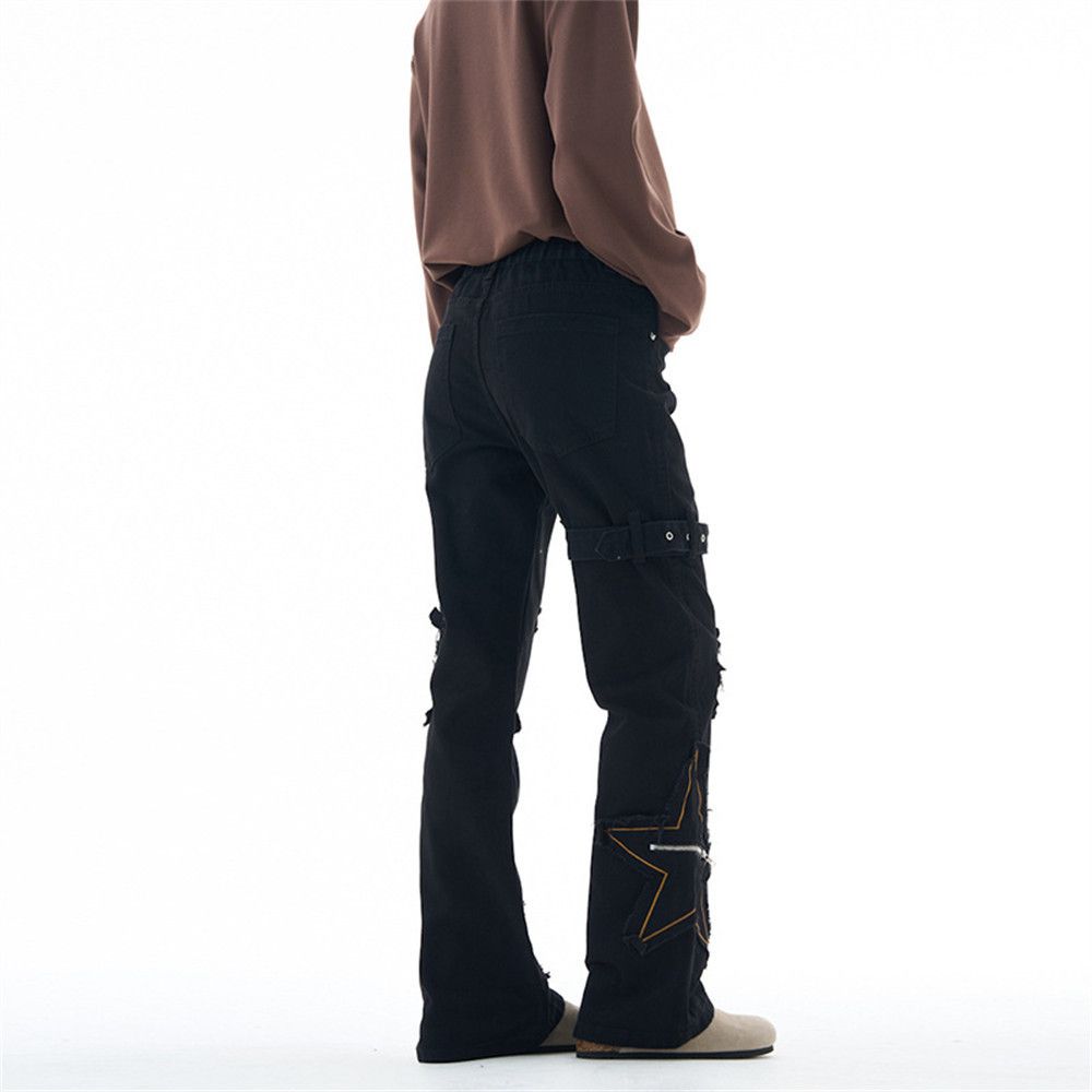 Japanese Brand Men's high school street style star embroidered flared jeans Size US 32 / EU 48 - 3 Thumbnail