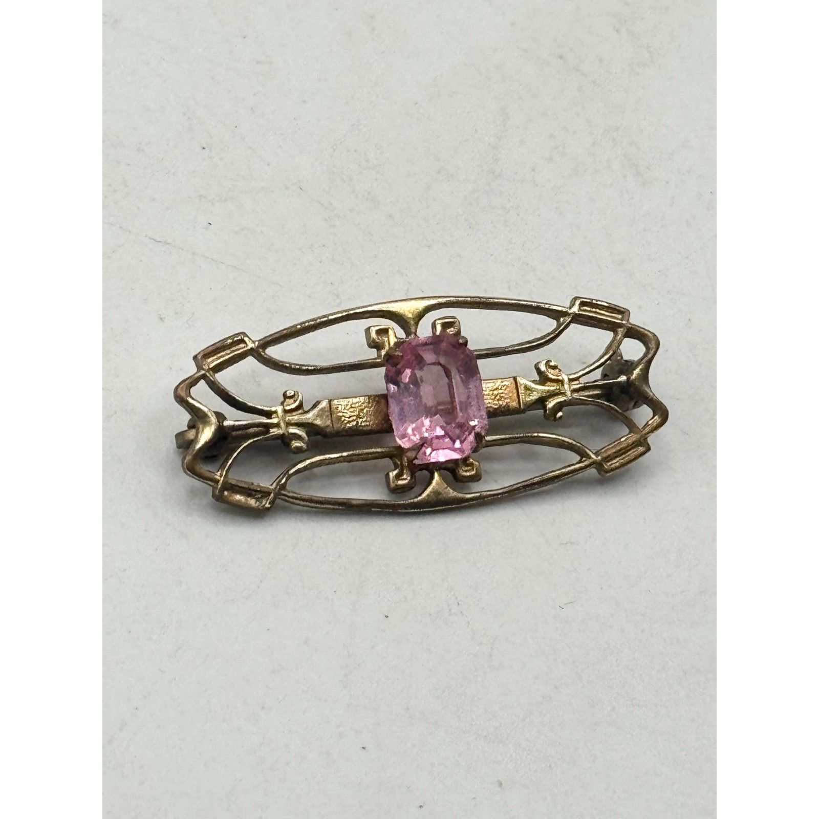 Vintage White Co gold filled pink glass estate brooch pin Size ONE SIZE - 4 Thumbnail