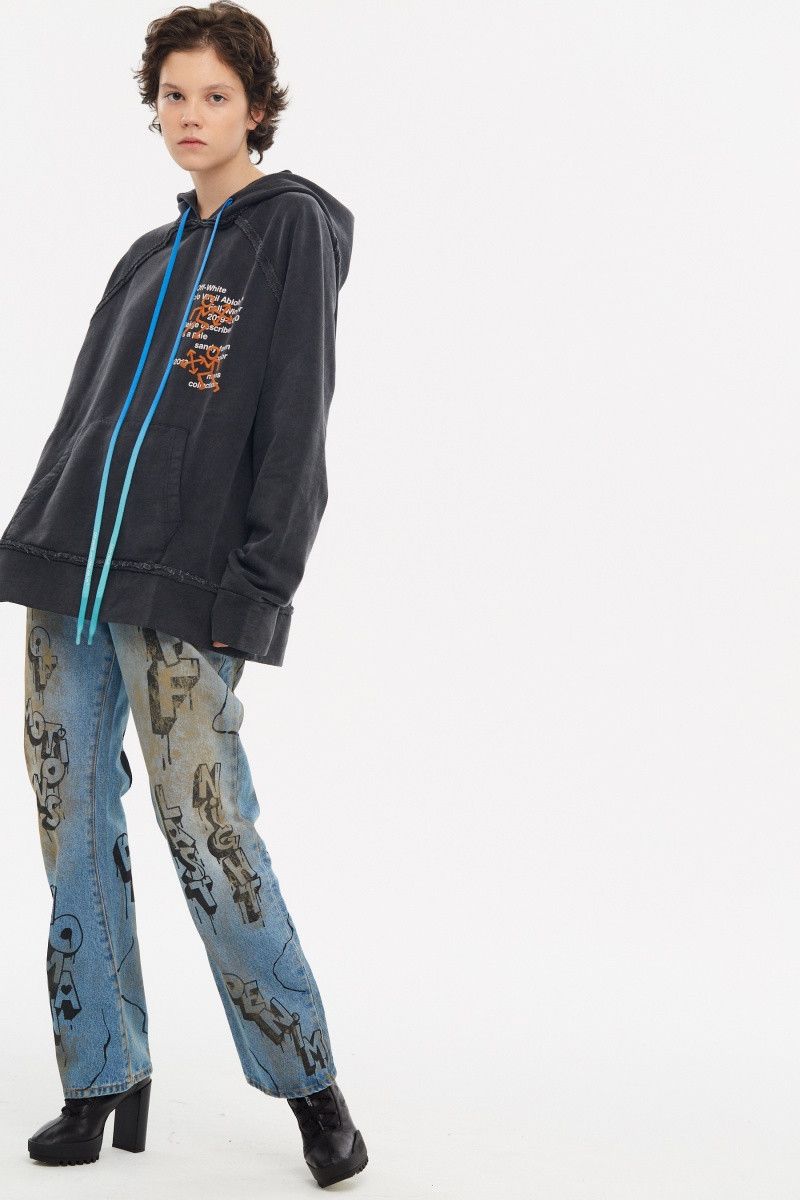 Off-White Washed Black Pictogram Incompiuto Oversized Logo Hoodie Size M / US 6-8 / IT 42-44 - 1 Thumbnail