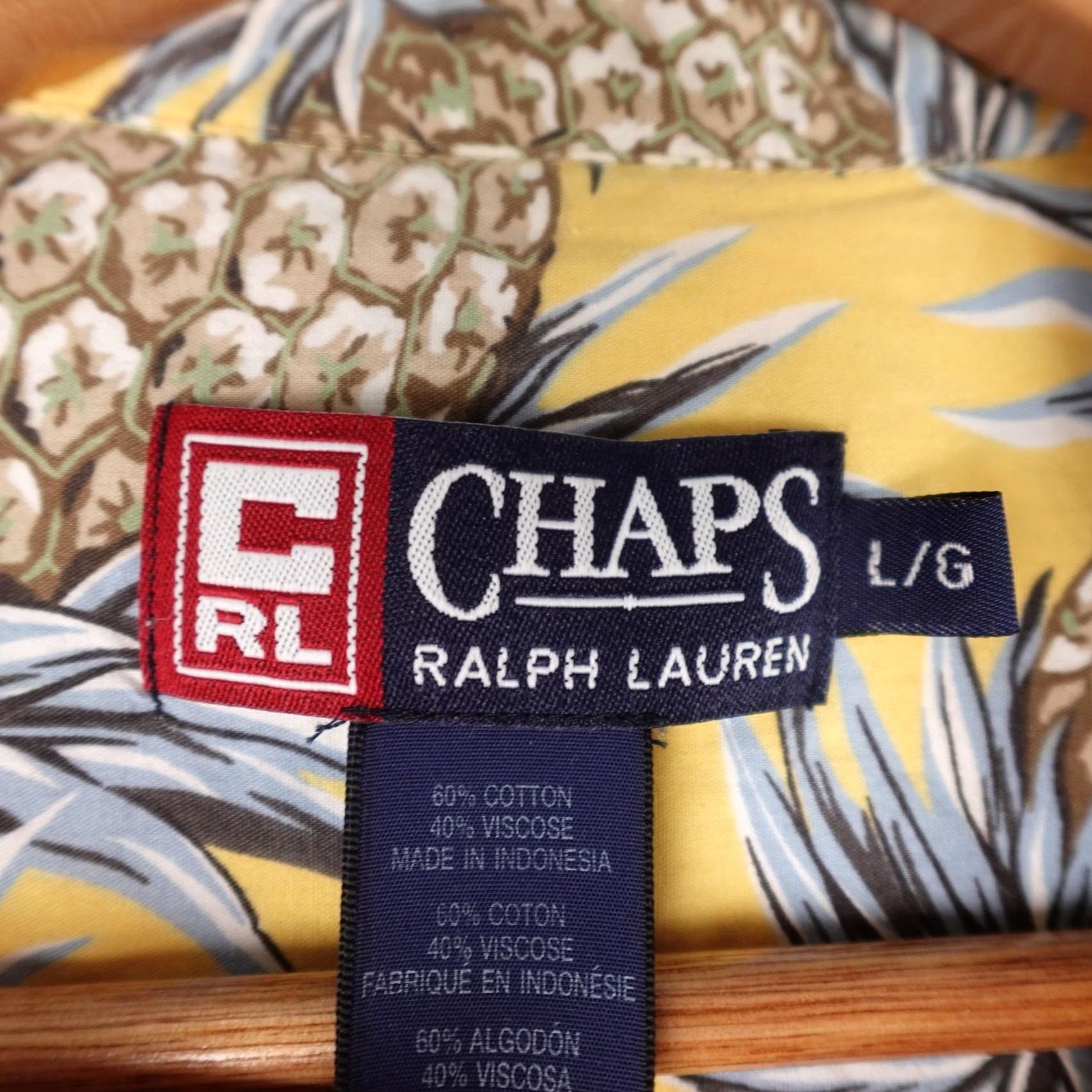 Polo Ralph Lauren Chaps Ralph Lauren Shirt Mens L Yellow Hawaiian Aloha Pineapple Print Camp Beach Tropical Retro Size US L / EU 52-54 / 3 - 2 Thumbnail