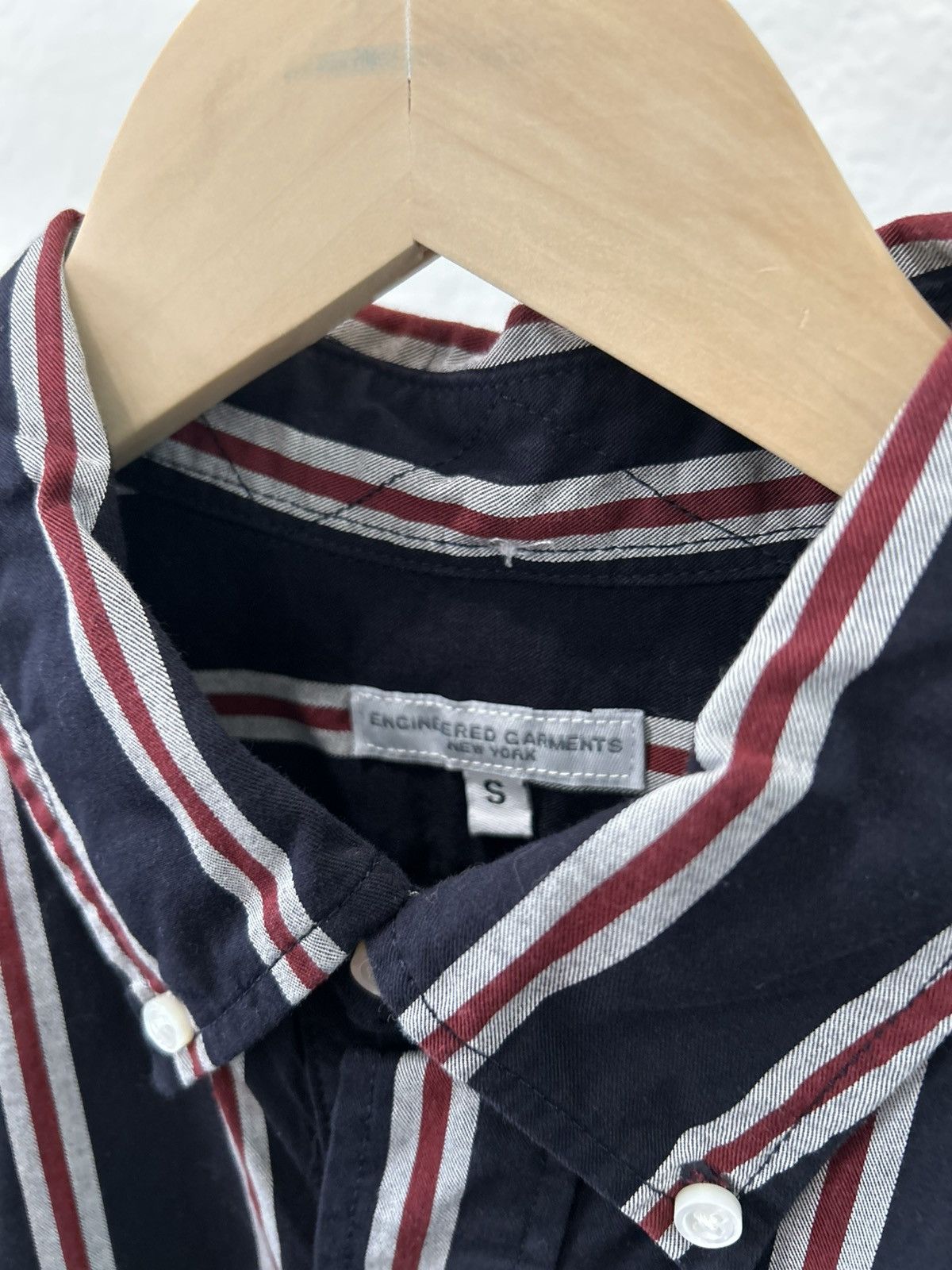 Engineered Garments SS19 Popover BD Shirt - Navy/Red Regimental Stripe size S Size US S / EU 44-46 / 1 - 3 Thumbnail